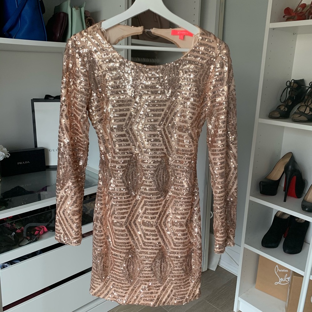 Backless sequin dress - Champagne colour